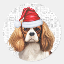 Festival Cavalier Spaniel Dog Woof Art Weihnachten Runder Aufkleber