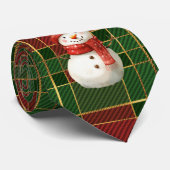 Festival Classic Red Green Gold Tartan Snowman Krawatte (Gerollt)