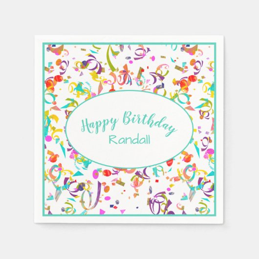 Festival Confetti Toss Happy Birthday Celebration Serviette (Vorderseite)