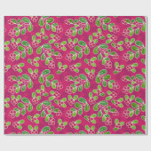 Festival Cranberry Foliage Muster, Fuchsia Geschenkpapier (Flach)