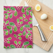 Festival Cranberry Foliage Muster, Fuchsia Geschirrtuch (Viertel Falte)