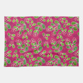 Festival Cranberry Foliage Muster, Fuchsia Geschirrtuch (Horizontal)