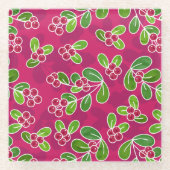 Festival Cranberry Foliage Muster, Fuchsia Glasuntersetzer (Vorderseite)
