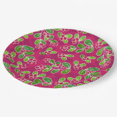 Festival Cranberry Foliage Muster, Fuchsia Pappteller (Schrägansicht)