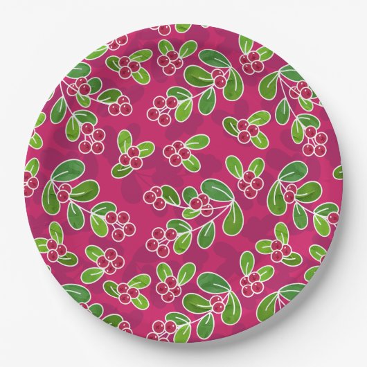 Festival Cranberry Foliage Muster, Fuchsia Pappteller (Vorderseite)