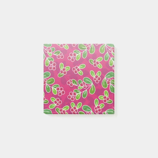 Festival Cranberry Foliage Muster, Fuchsia Post-it Klebezettel (Vorderseite)