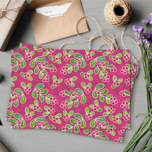 Festival Cranberry Foliage Muster, Fuchsia Seidenpapier