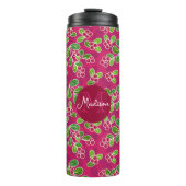 Festival Cranberry Foliage Muster, Fuchsia Thermosbecher (Vorderseite)