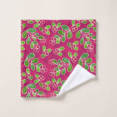 Festival Cranberry Frucht Muster, Fuchsia Badhandtuch Set (Waschlappen)