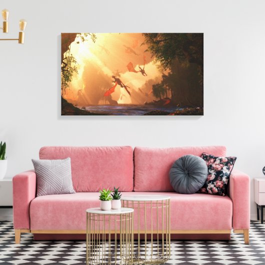 Festival der Drachen Wrapped Canvas Leinwanddruck (Insitu (Wohnzimmer))