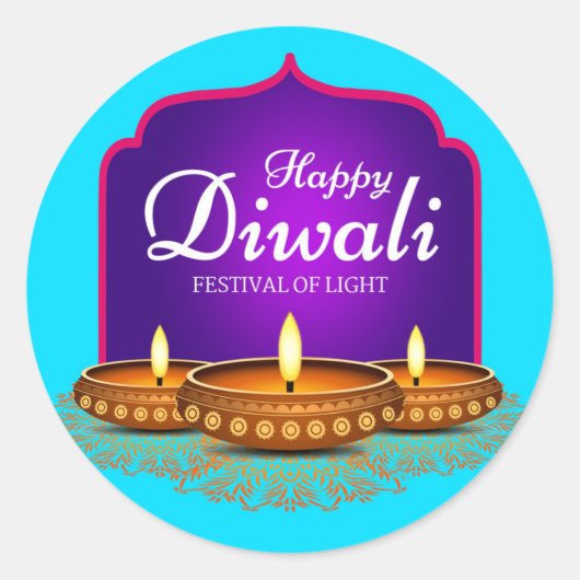 Festival der Lichter Runder Aufkleber (Vorderseite)