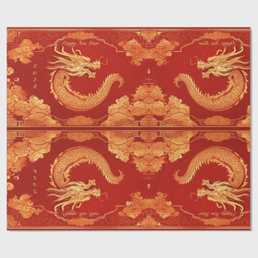 Festival Dragon Chinesisches Neujahr Geschenkpapier (Flach)