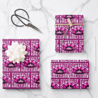 Festival Dream Vintag Retro Rosa-Schwarz + Rosa Geschenkpapier Set