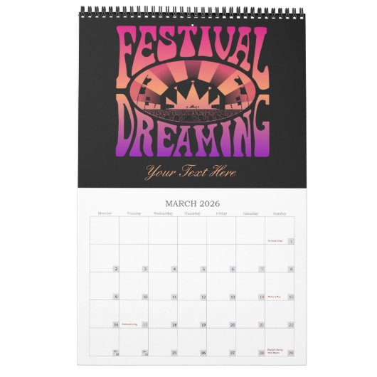 Festival Dreaming Retro Raspberry-Apricot-Plum Kalender (Mär 2026)