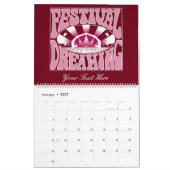 Festival Dreaming Retro Weißrosa-Cranberry Kalender (Jan 2027)