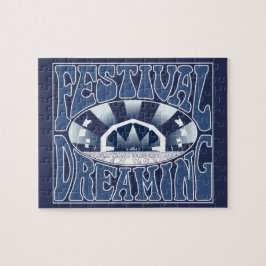 Festival Dreaming Vintag Retro Navy-White Grafik Puzzle