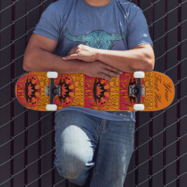 Festival Dreaming Vintag Retro Rot-Gelb-Orange Skateboard