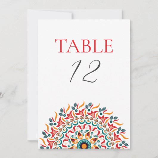 Festival Elegance Mandala Wedding Table Number Einladung (Vorderseite)