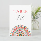 Festival Elegance Mandala Wedding Table Number Einladung (Stehend Vorderseite)
