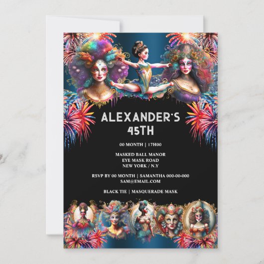 Festival Feuerwerkskörper Karneval Showmen Zirkuss Einladung (Vorderseite)