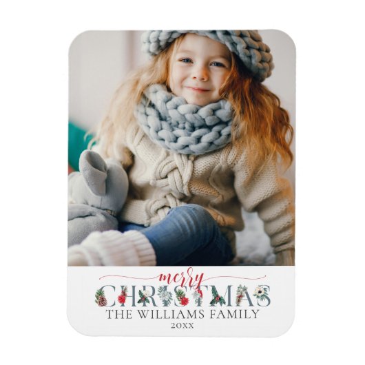 Festival Foliage Frohe Weihnachten Blumengrüße Magnet (Vertikal)