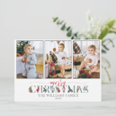 Festival Foliage Frohe Weihnachtsblume 3-Foto Karte (Stehend Vorderseite)