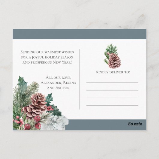 Festival Foliage Frohe Weihnachtsblume 3-Foto Postkarte (Rückseite)