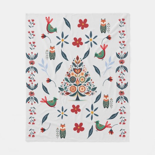 Festival Folk Art Christmas Fleece Blanket (Vorderseite)