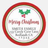 Festival Frohe Weihnachten Holly Rücksendeadresse  Runder Aufkleber (Vorderseite)