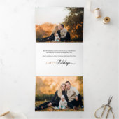 Festival Frohe Weihnachtskalligraphie Multiphoto Dreifach Gefaltete Urlaubskarte (Innenseite)