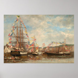 Festival Hafen von Honfleur Eugène Boudin Poster