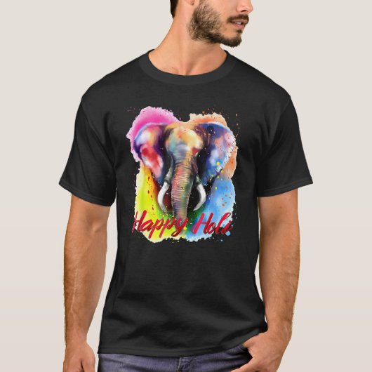 Festival Happy Holi 2022 - Farbenfrohe Elefantenfa T-Shirt (Vorderseite)