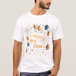 Festival Happy New Year Balloon Celebration Design T-Shirt