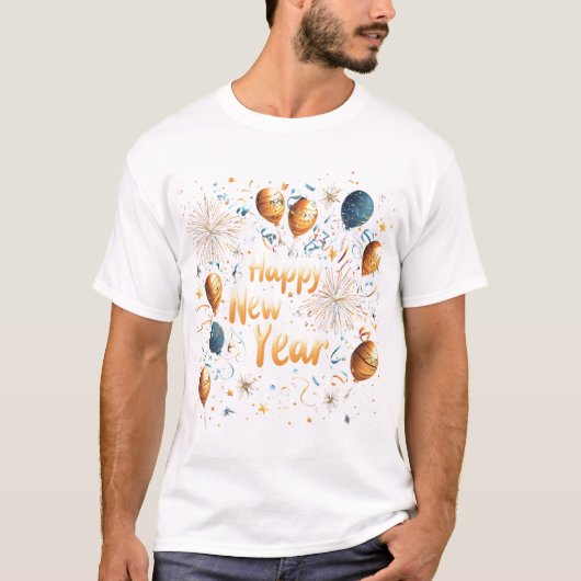Festival Happy New Year Balloon Celebration Design T-Shirt (Vorderseite)