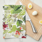 Festival Holly Berry Watercolor Geschirrtuch (Viertel Falte)