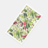 Festival Holly Berry Watercolor Serviette (Ecke)