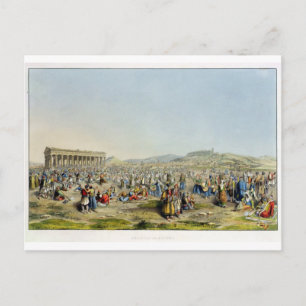 Festival in Athen, Pub. von J. Rodwell, 1830 (aqua Postkarte