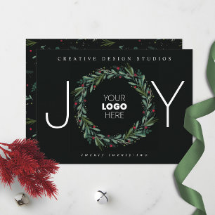 Festival JOY Wreath Blätter Berries Business Feiertagskarte