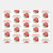 Festival Lights Red Poinsettia Blumenmuster Gesche Geschenkpapier Set (Vorderseite 2)