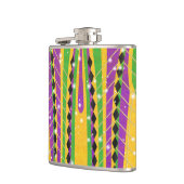 Festival Mardi Gras Farbenfrohe Streifen Pearl Dia Flachmann (Links)