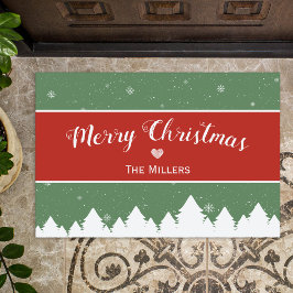 Festival Merry Christmas Last Name Snowflake Fußmatte