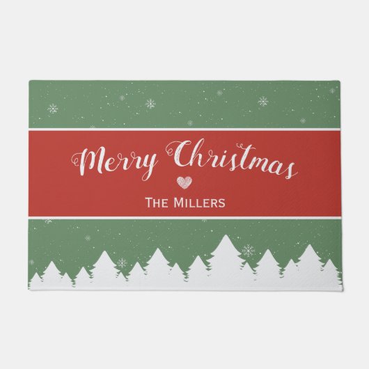 Festival Merry Christmas Last Name Snowflake Fußmatte (Vorderseite)