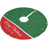Festival Merry Christmas Last Name Snowflake Polyester Weihnachtsbaumdecke (Schrägansicht)