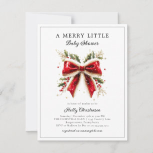 Festival Merry Little Christmas Bow Baby Shower Einladung