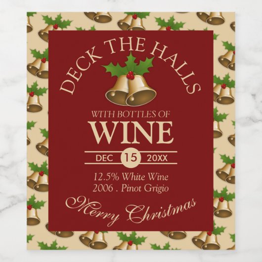 Festival Mistletoe Bells Weihnachten Weinetikett (Einzelnes Label)