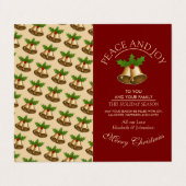 Festival Mistletoe Bells Weihnachtskarten Visitenkarten (Außenseite Aufgefaltet)