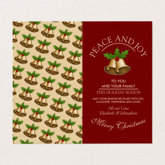 Festival Mistletoe Bells Weihnachtskarten Visitenkarten (Außenseite Aufgefaltet)