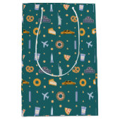 Festival New York City Pattern Weihnachten Grün Mittlere Geschenktüte (Vorderseite)