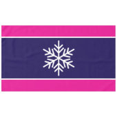 Festival Nordic White Snowflake Navy Pink Stripes Tischdecke (Vorderseite (Horizontal))