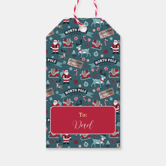 Festival Nordpol Santa und Rentier Geschenkanhänger (Vorderseite)